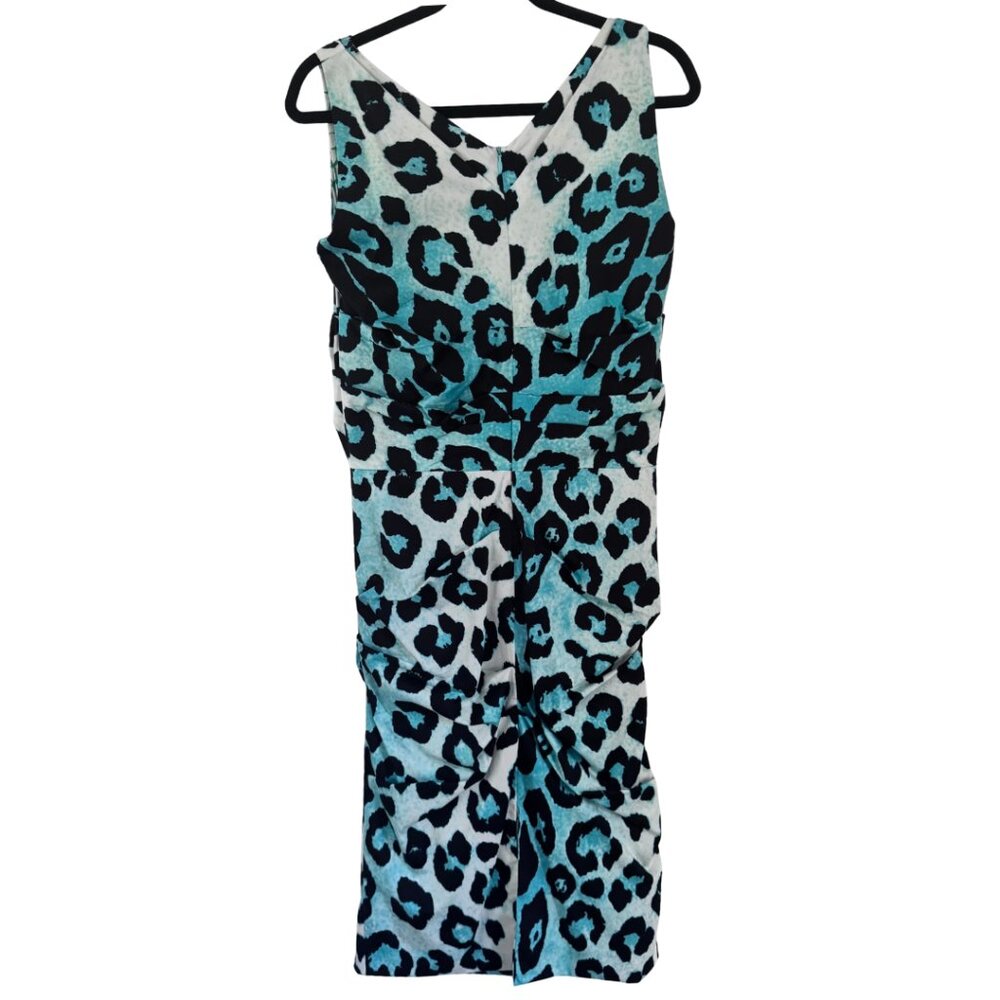 Samantha Sung New York Teal Leopard Print Midi Dress Size 8 - Picture 9 of 15